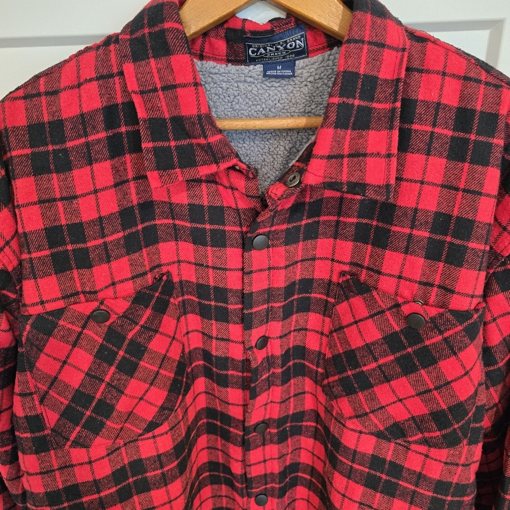 Canyon Creek Sherpa Flannel Men's M Shirt Outdoors Barn Jacket Red Buffalo